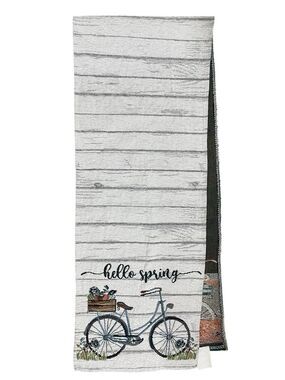 Hello Spring Bicycle Table Runner Farmhouse Floral Table Decor